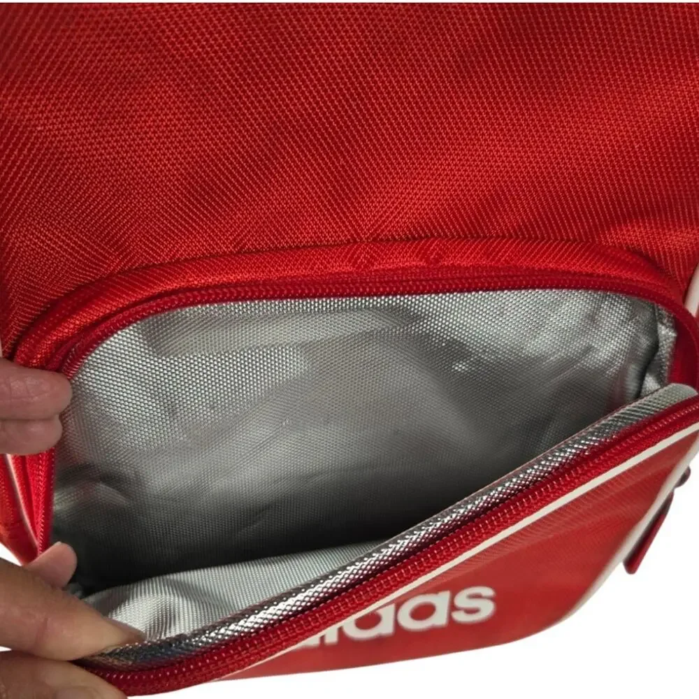 Adidas Santiago Lunch Bag Scarlet Red Insulated Retro Zip Cooler Lunch Tote/Bag